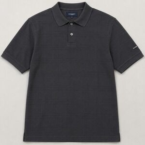 Burberry Golf Polo Shirt Mens XL Black Plaid Short Sleeve Cotton Blend